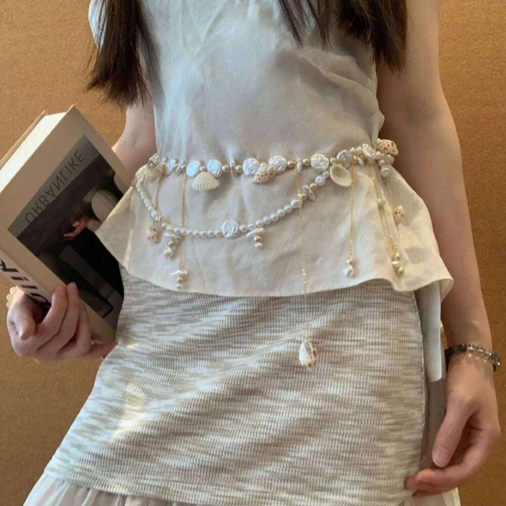 Fashion Shell tassel Pearl Waist Chains Elegant Boho Hip Versatile Vacation Style Belly Chain Dress Accessories S260304