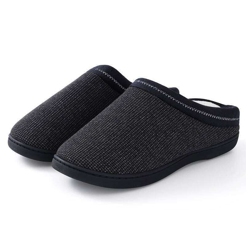 Kidmi Winter Casual with Memory Foam Indoor Slides Rubber Soled Flat Cotton Shoes Warm Plush Men's House Slippers