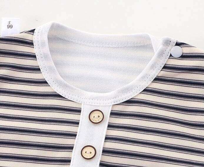 Somenie Unisex Baby Long-Sleeved Romper Suit Boys' Round Neck Striped Onesie Clothing Girl Infant Outfit Trend 1-3-6-9-12-24M Z260304