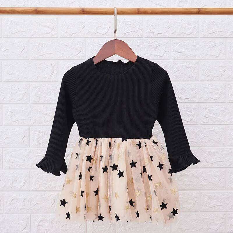 Winter Knitted Chiffon Dress Girl Christmas Party Long Sleeve Children Clothes Kids Dresses For Girls New Clothing Z260304