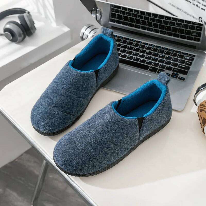 Kidmi Men Non-Slips Slippers Cozy Casual Indoor Outdoor Flats Slides Plush Bedroom Warm New Male Soft Sole Home Shoes