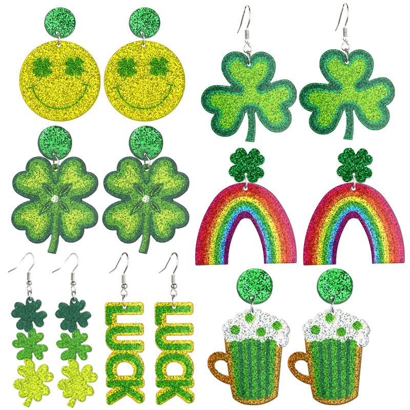 Chic Irish Shamrock Studs with Teardrop Design: Festive Attire Accessory Set