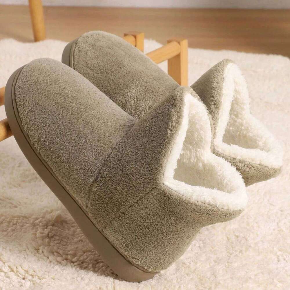2025 Winter Warm Shoes Woman Men Indoor Slippers Soft Plus Couples Home Floor Snow Boots Anti-slip Female House Footwear