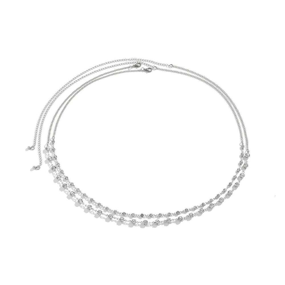 Retro Simple Sweet Luxury Shining Crystal Waist Chain 2025 Multi layer Gold Color Metal Girl Fashion Charm Jewelry S260304