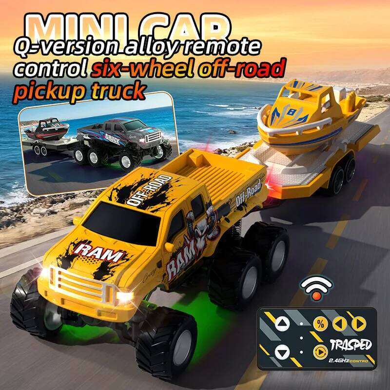 New Mini Alloy Six-Wheel Off-Road Remote Control Pickup Truck Toy Cool Light Automatic Demonstration Boy Christmas Gift Z260304