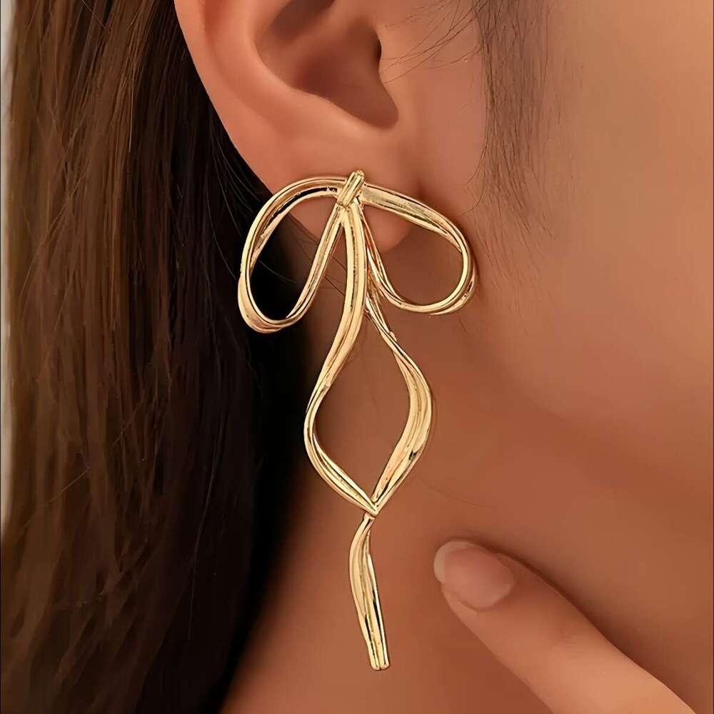 European And American Light Luxury Alloy Bowknot For Women High-end Feel Earrings