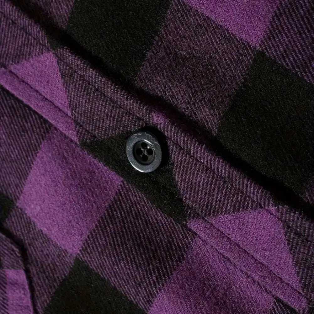 Fall Spring Men Hooded Shirt Color Matching Plaid Print Single-breasted Male Shirt Coat Casual Drawstring Long Sleeves Outerwear M260305