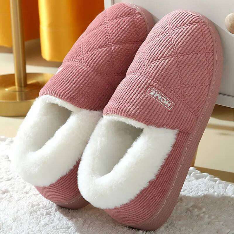 Kidmi Winter Plush Women Fashion Fluffy Men Indoor Warm House Outdoor Antiskid Home Shoes Soft Fur Slippers