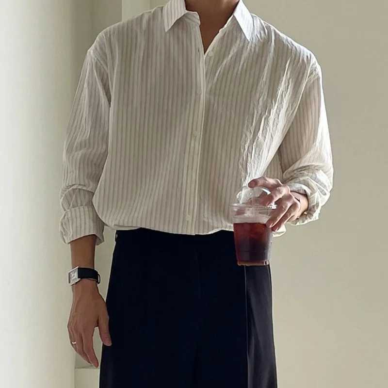 Old Money Style Mens Shirt 2025 Autumn Stylish Striped Printed Shirts Long Sleeve Button-up Turn-down Collar Mens Casual Shirt M260305