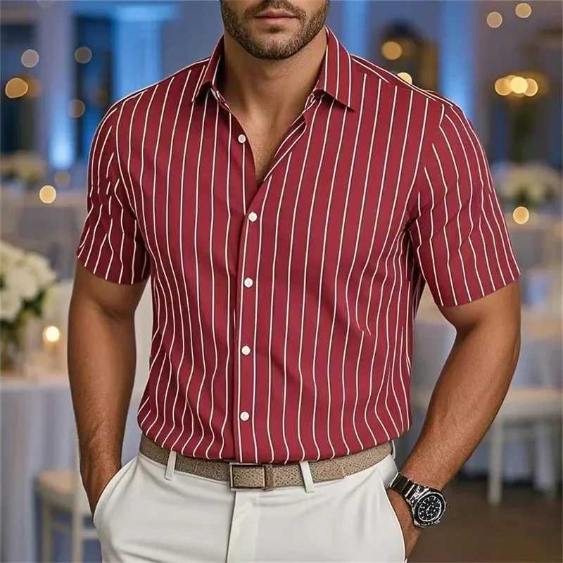 Mens Short Sleeve 3D Digital Printed Fashionable Shirt Comfortable Polyester Summer Hawaiian Outdoor Beach Button Up M260305