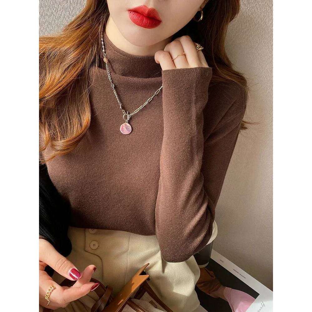 Autumn Winter Pullovers Turtleneck Fashion Slim Tops Women Long Sleeve Bottoming Knitted Sweater XJ260305