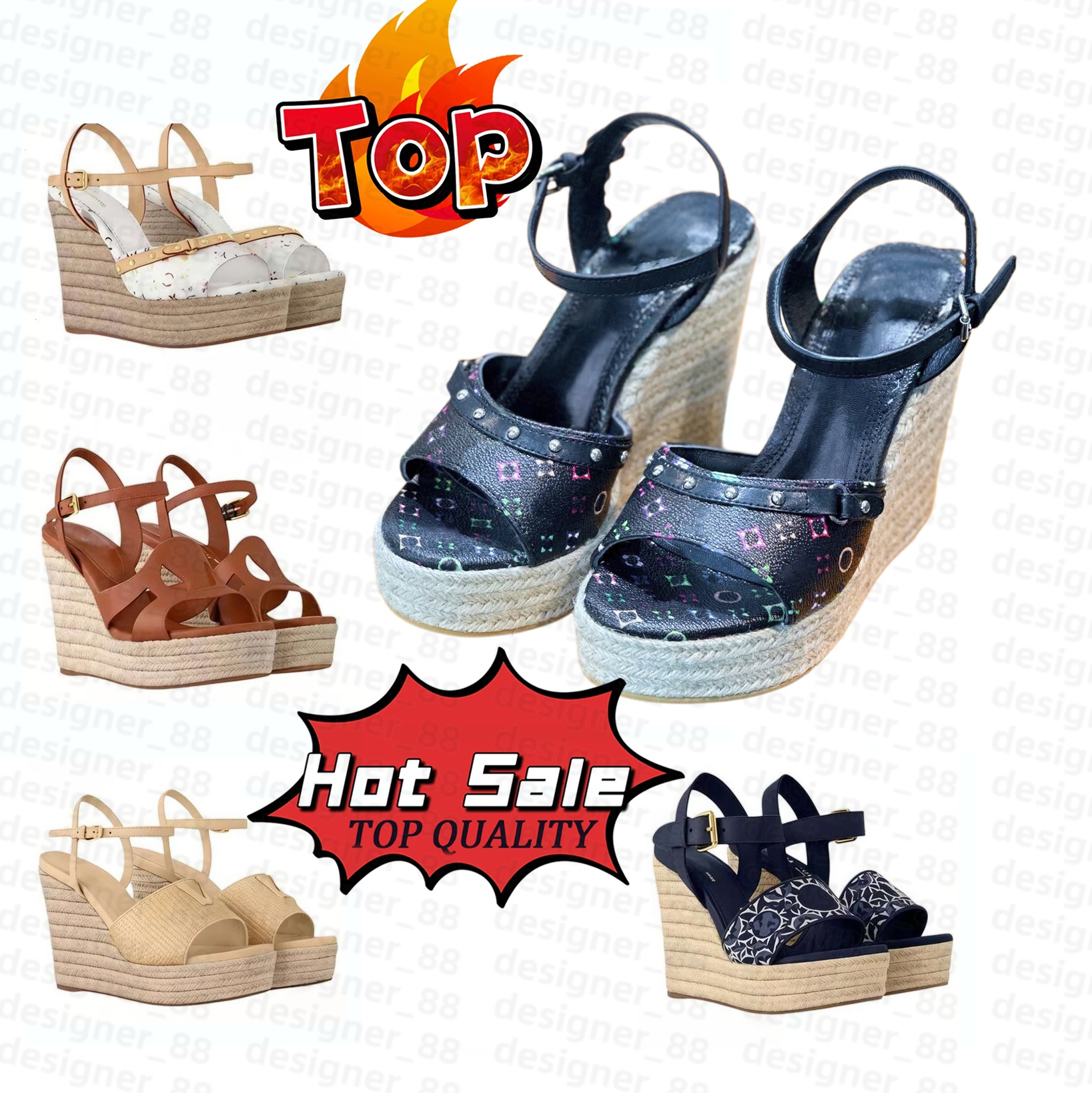 Designer slide Sandal Platform beach Sliders espadrille wedge sandals sole murakami Embroider Gladiator heels luxury vacation Straw slipper Womens casual shoes