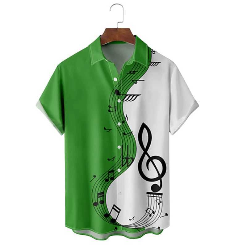 Mens shirt summer Hawaiian shirt pattern print music notes outdoor street short sleeved printed clothing fashion designer M260305