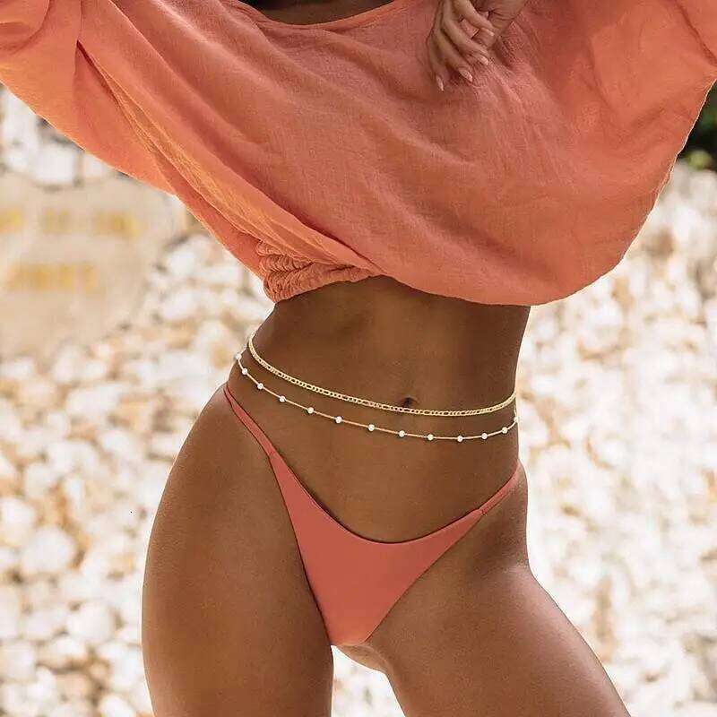 For Women Waterproof 1/2/3 Layers Belly Chains Beach Bikini Waist Body Chain Jewelry Elegance Versatile Acessories S260304