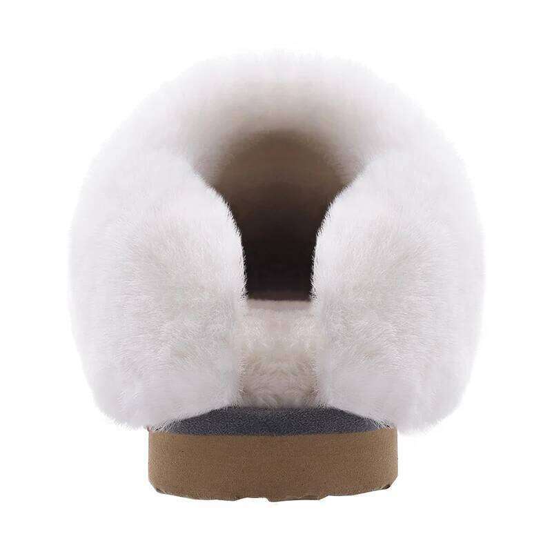 Kidmi Indoor Outdoor Fuzzy House for Women Fluffy Memory Foam Suede Slippers Faux Fur Collar Woman Shoes
