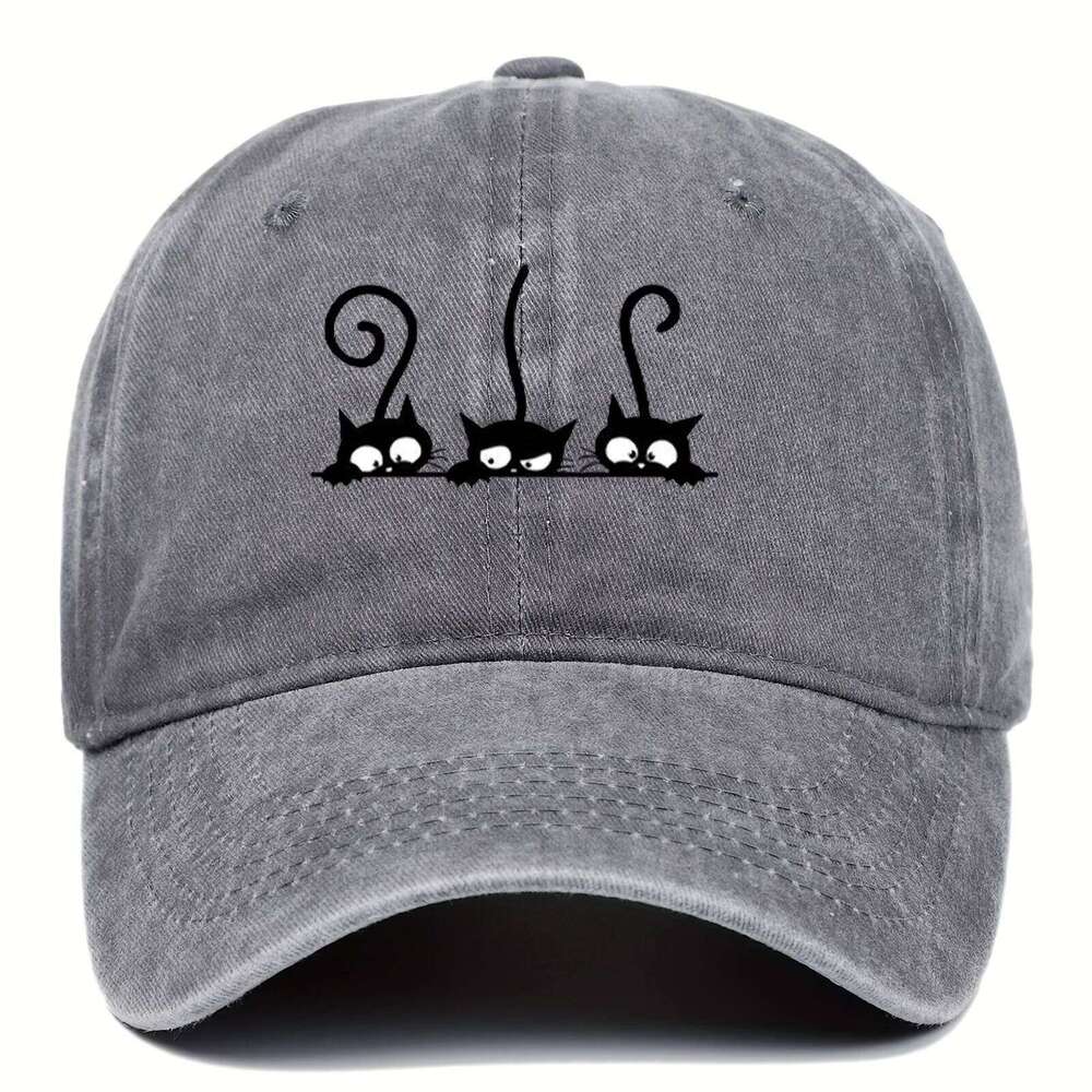 Three Cute Cat Printed Baseball for Men and Women Outdoor Leisure Sunshade Duck Tongue Hats Y260304