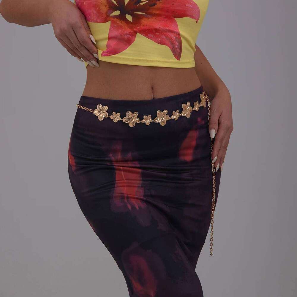 Ingemark Ocean Vacation Petal Flower Waist Chain for Women Summer Beach Bikini Belly Belt Party Rave Body Jewelry Accessories S260304