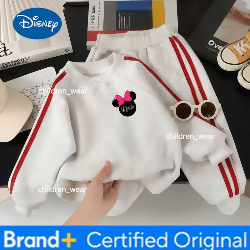 Disney 2026 Spring New Style Childrens Clothing Sets Girls Minne Printed Casual Hoodies Long Pant Two Piece Kids Fashion Tracksuits H260305