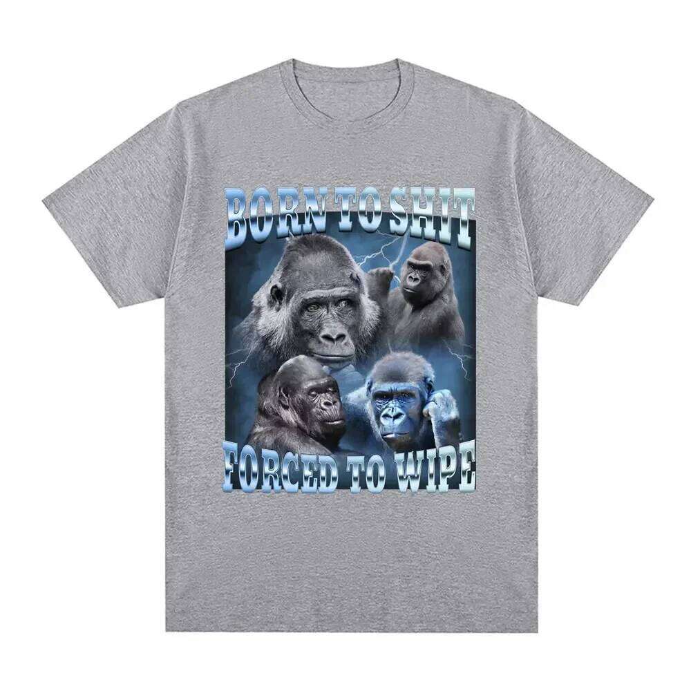 Anime Born Shit Forced To Wipe Funny Gorilla Graphic T Shirt Fashion Short Sleeve T-shirt Women Casual T-shirts H260304 - view 4