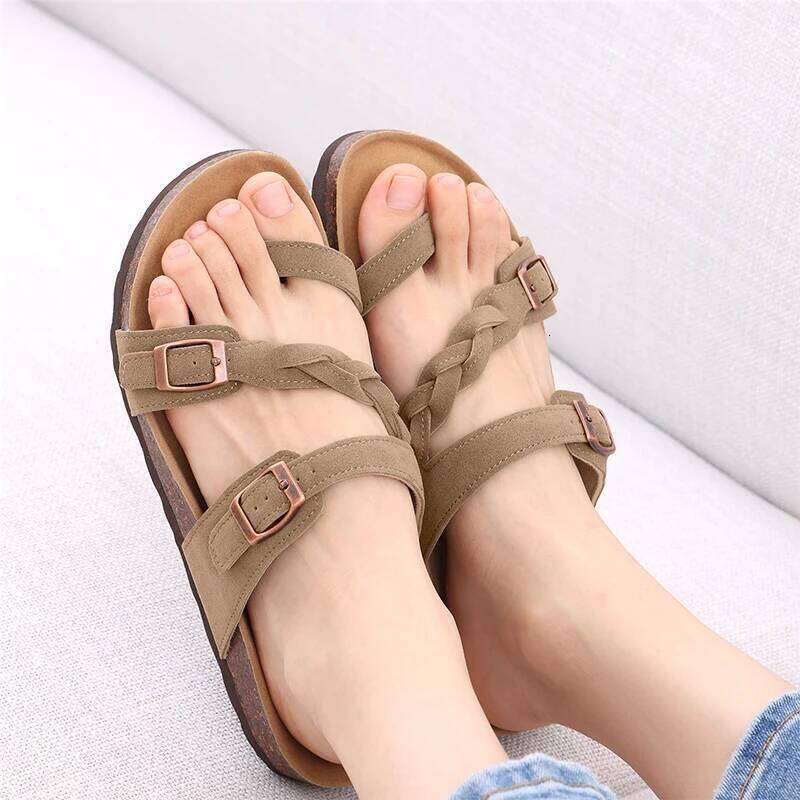 Kidmi Summer New Women's With Double Adjustable Buckle Casual Non-slip Comfortable Beach Slippers Outdoor Women Sandals