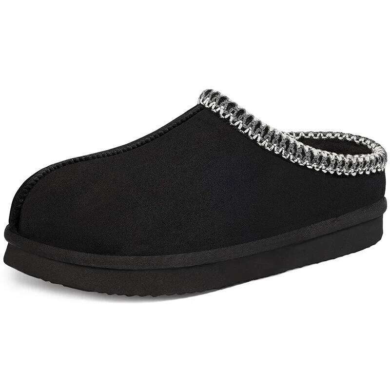 Kidmi Women's Faux Suede Cotton Non-slip Rubber Sole Cushioned Midsole Lace Four-season Slippers with Thick Memory Foam