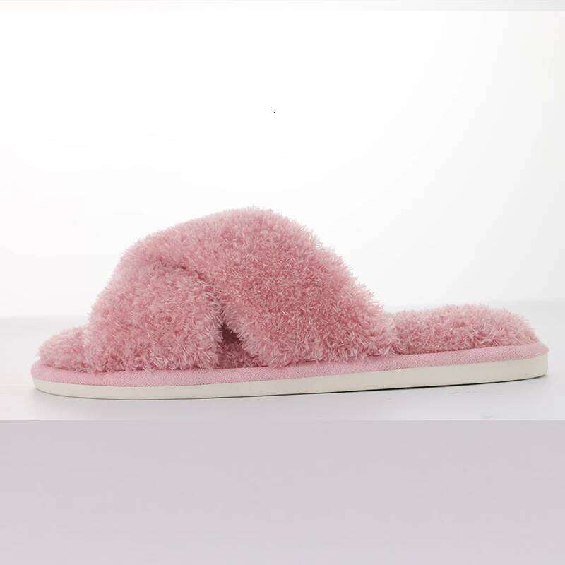 Kidmi New Women's Plush Slippers Winter Fashion Slipper Cherry Velvet Cross Seam Style Bedroom Slides Comfortable House slippers