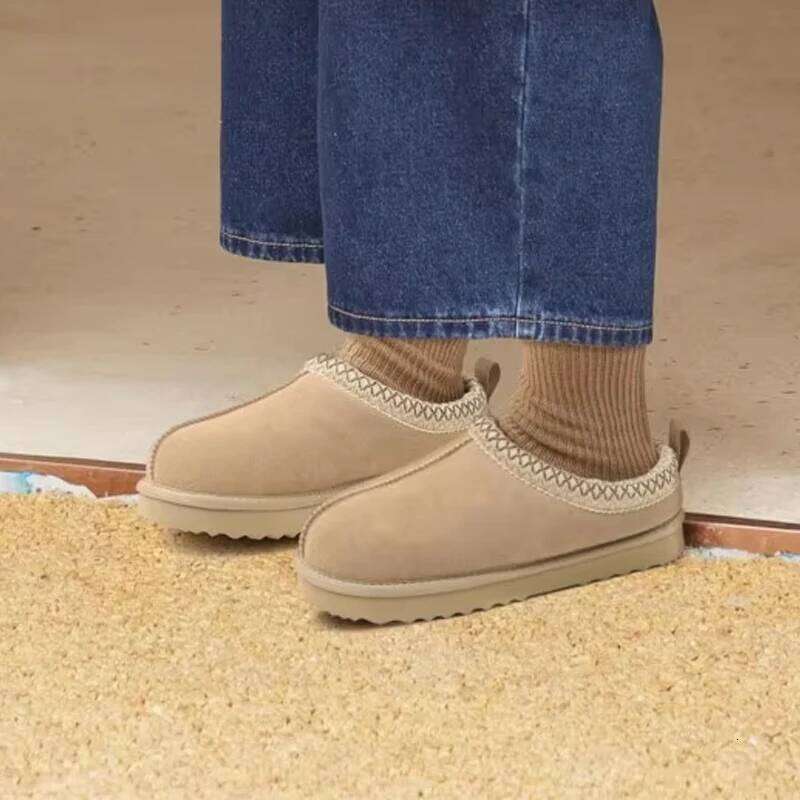 Kidmi New Winter Genuine Suede Women's Snow Fuzzy Warm House Water Resistant Slippers Soft Sole Women Ankle Boots