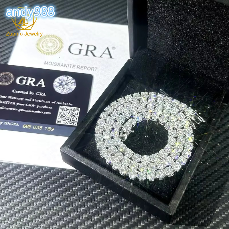 Hot Sell VVS 2mm 3mm 4mm 65mm S925 Silver GRA Moissanite Tennis Chain Fine Jewelry Moissanite Bracelet with Hip Hop Style