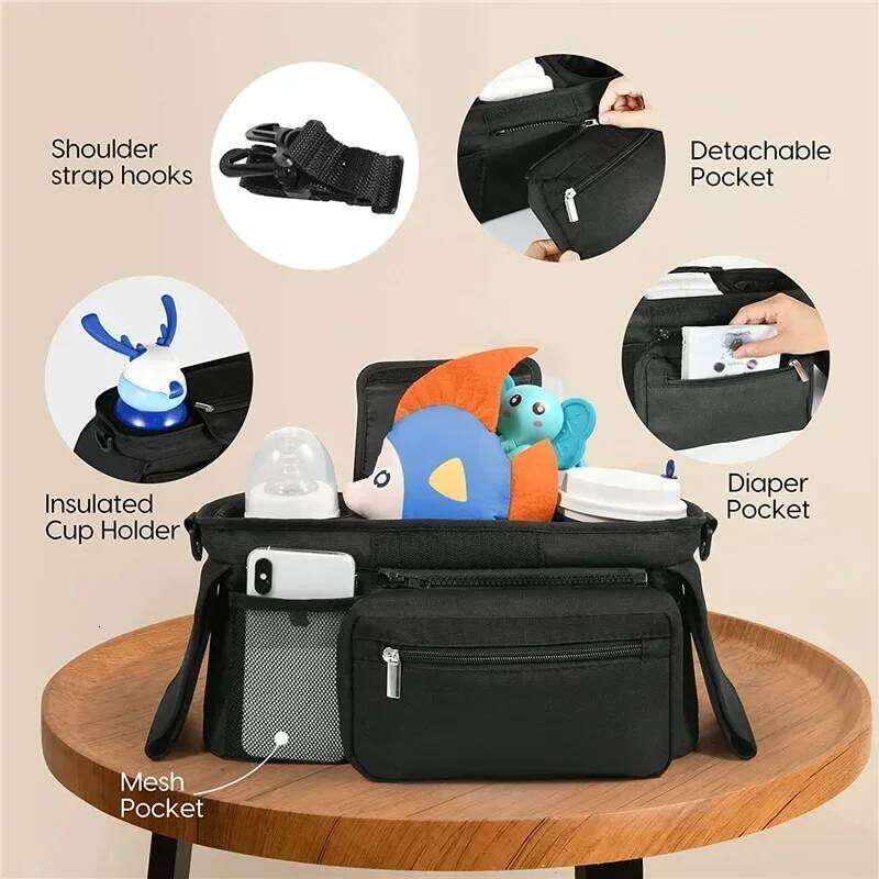 Storage Large Capacity Travel Hanging Mummy Bag Phone Bottle Holder Pram Diaper Bags Baby Stroller Accessories Z260304