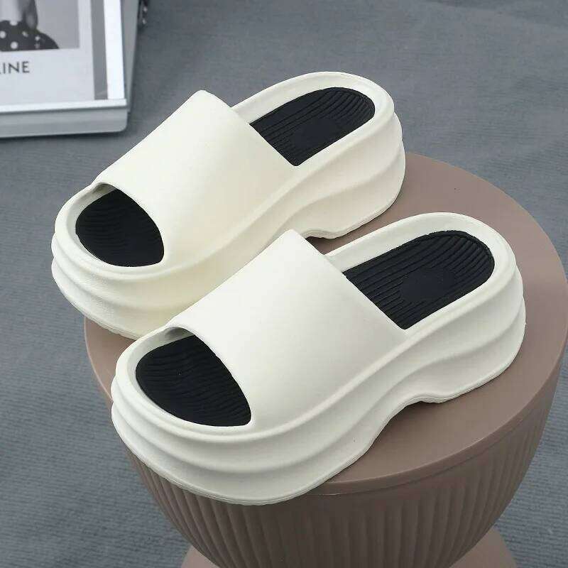 Kidmi Summer Women's Platform Heels Beach Slippers Fashion Flat Sandals Outdoor Soft Cloud Home Shoes For Women