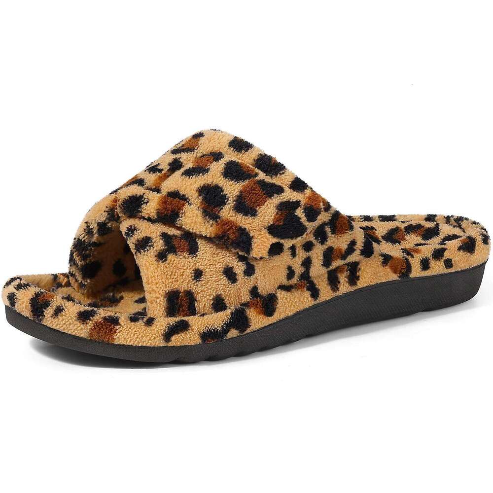 Kidmi Indoor Women New Leopard print Arch Support Orthopedic Slippers For Plantar Fasciitis Relief Home Slides