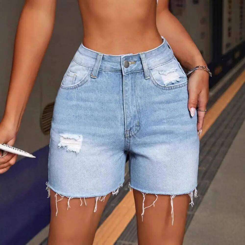 Personalized Design Breathable Stylish High Waist Denim Shorts with Ripped Holes Women for Wear XJ260305
