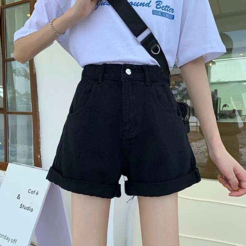 Women's high waisted denim shorts women's summer new A-line spicy girl looks slim, wide leg loose white hot pants trendy XJ260305