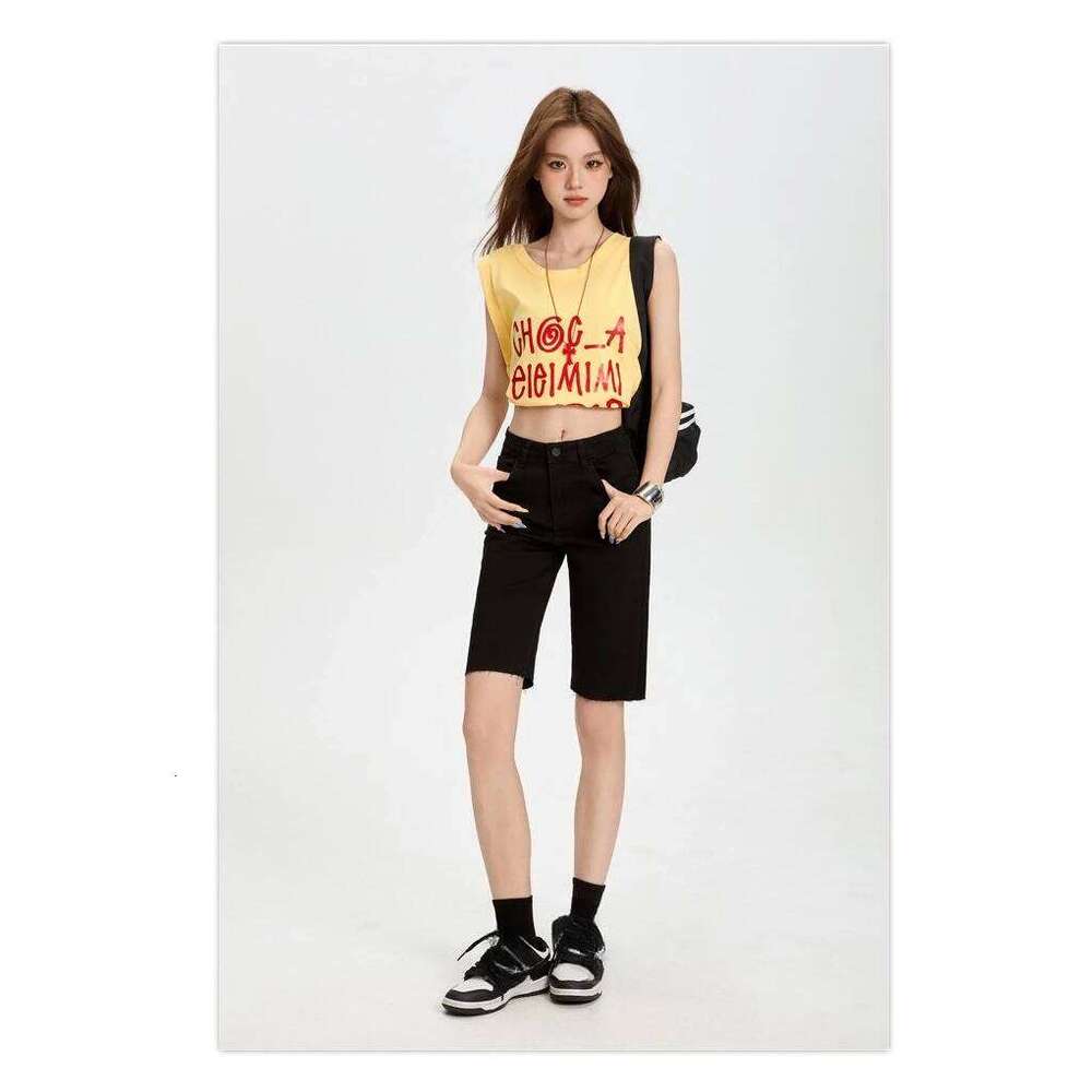 New Summer Thin Mid-length Jeans,Fashionable and Versatile Casual Straight-leg Comfortable Denim Shorts for Women. Cycling Pants XJ260305