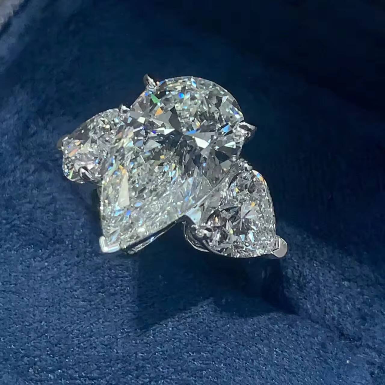 18K Gold Water Drops Engagement Ring Bands - Lab Grown Diamond Wedding Ring With CZ Diamond