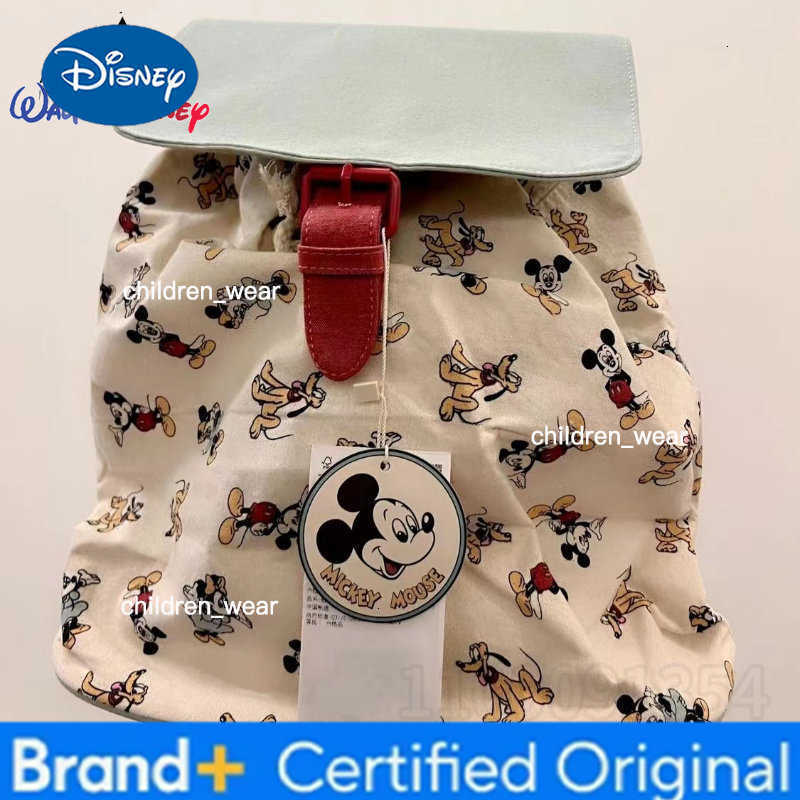 Disney Mickey New Backpack Luxury Brand Fashion Womens Backpack Canvas Large Capacity High Quality Drawstring Cartoon Book Bag H260305