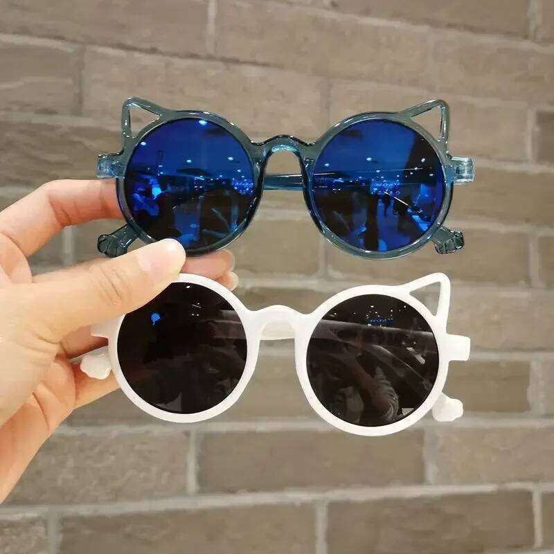 Girls Boys Cute Animal Cartoon Ears Kids Eyewear Outdoor Sun Protection Children Vintage Classic Sunglasses Z260305