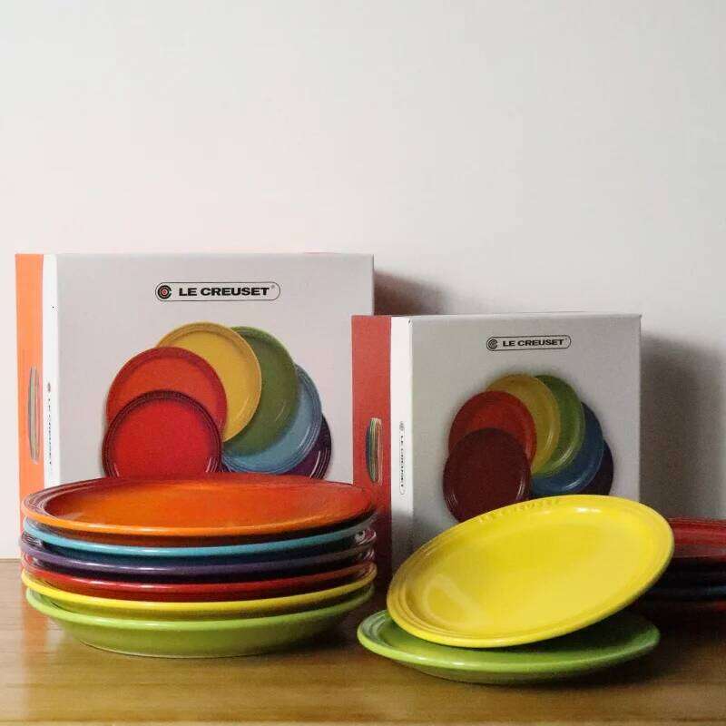 Cool Color Le Creuset Cerc Rainbow 6-Piece Home Dining Plate Di Set round ape Enamel Crt French Sle 26W0305