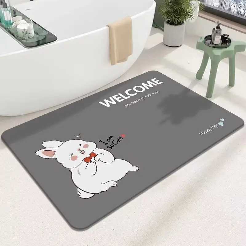 Diatom mud quick-drying soft floor mat bathroom door water absorption non-slip foot mat bathroom small carpetT260305