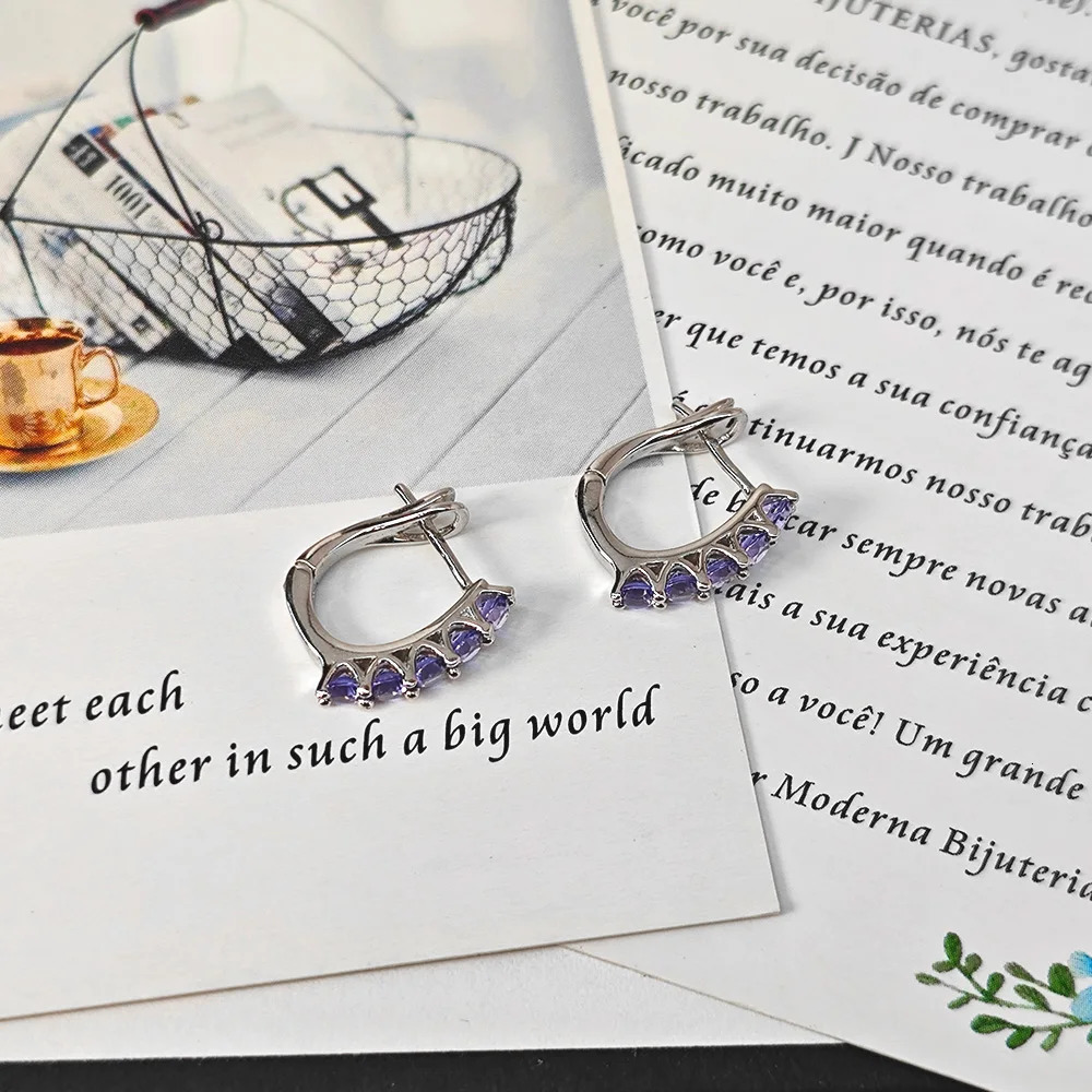 Violet Earring 925 Silver Fashion 2MM Tanzanite Earrings For Women 260303