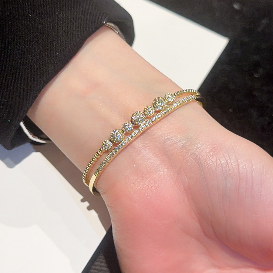 14K real gold plated zircon round clasp bracelet, casual fashionable versatile wristband, light luxury and high-end feel women's jewelry - view 4