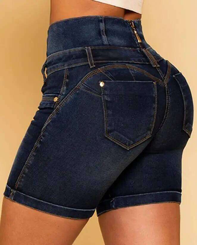 Y2K Clothing Women's Pants 2023 Autumn New Fashion Casual Versatile High Waist Pocket Design Denim Shorts Pantalon Femme XJ260305