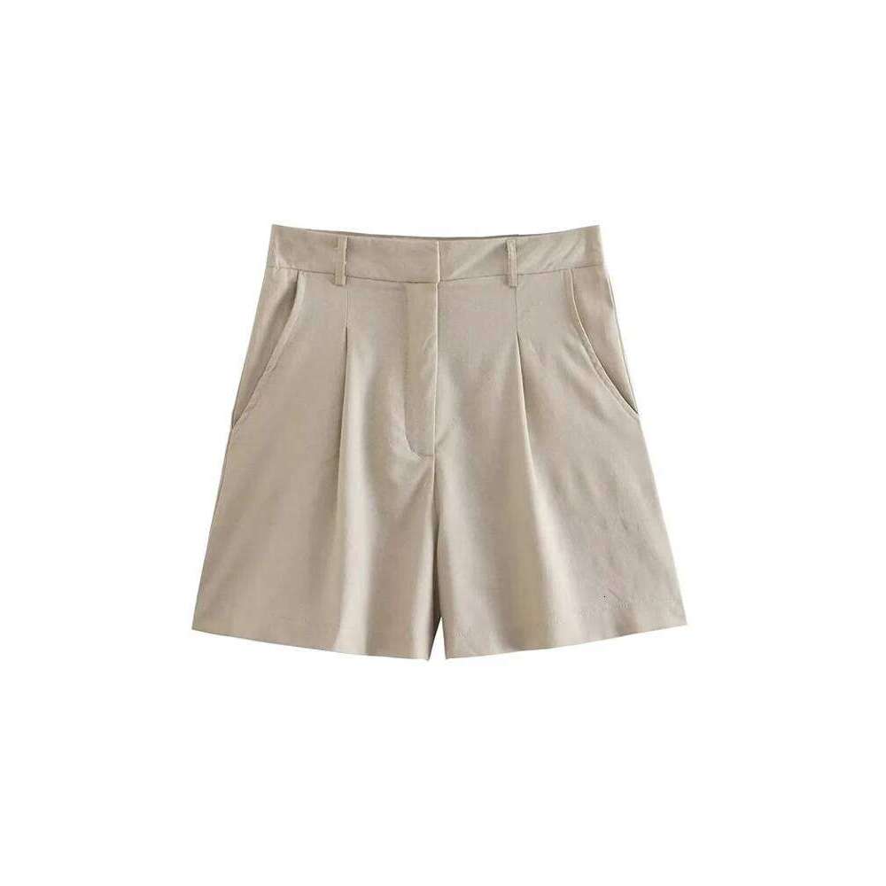 Women's Fashion Front Darted Solid Shorts with Side Pockets High Waist Short Pants for Females XJ260305