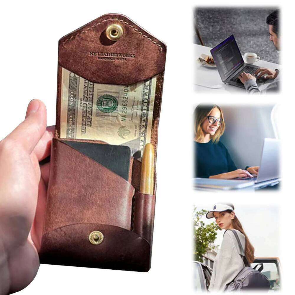 Multifunctional Compact Wallet Bi-Fold ID Clip Case with Money Pocket Leather Card Holder for Graduation Gift and Daily Use C260304