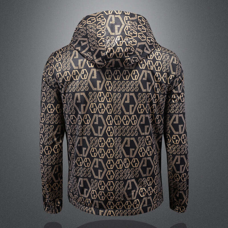 Arrivals European Collection Spring New Hooded Trendy Jacket Large Size Printed Slim Fit High-Quality Men's Coat Luanyun