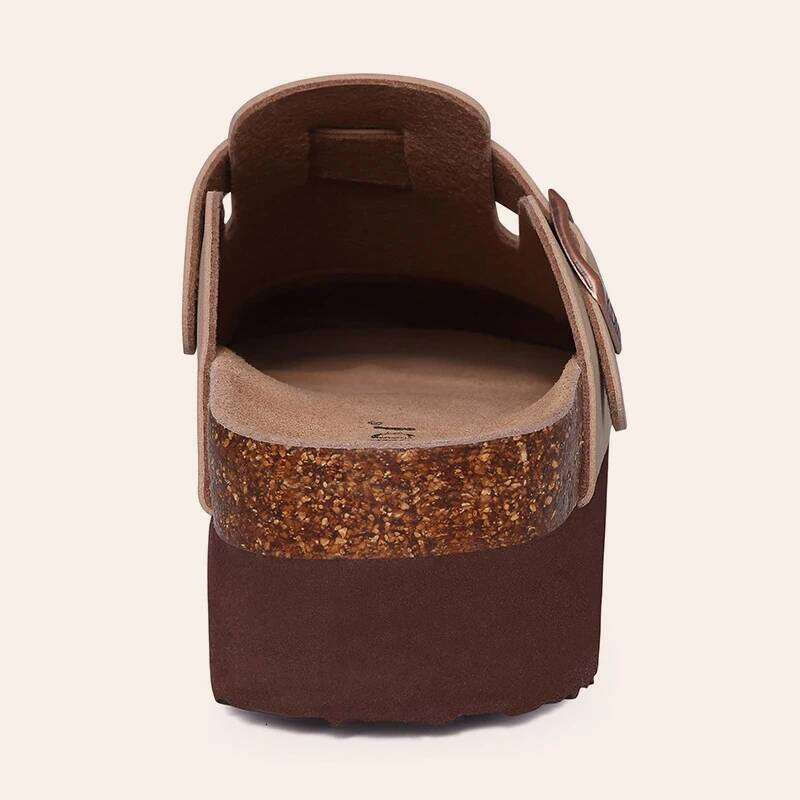 Kidmi Platform Women's Mules Cork Clogs Outdoor Deep Heels Waterproof Beach Slippers With Arch Support