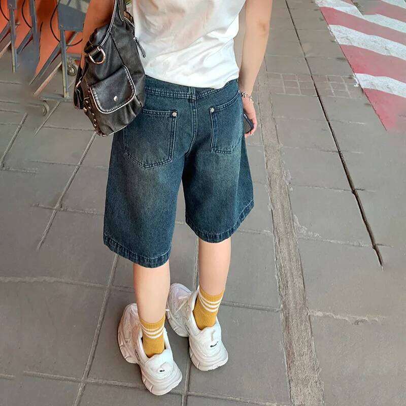 New American Loose Denim Shorts Spring Summer. Fashionable and Versatile Casual Straight-leg Mid-length Jeans for Ladies XJ260305