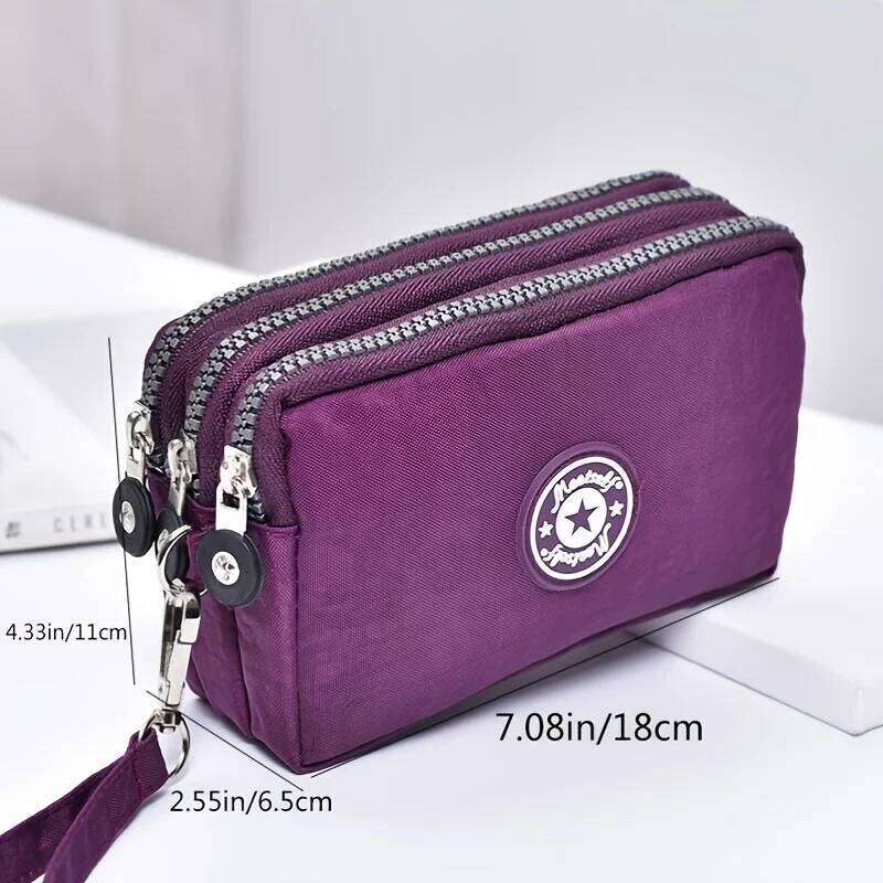 Thickened three-layer long zipper pocket purse Women's handbag Wrist mobile phone bag Cute washable cloth C260304