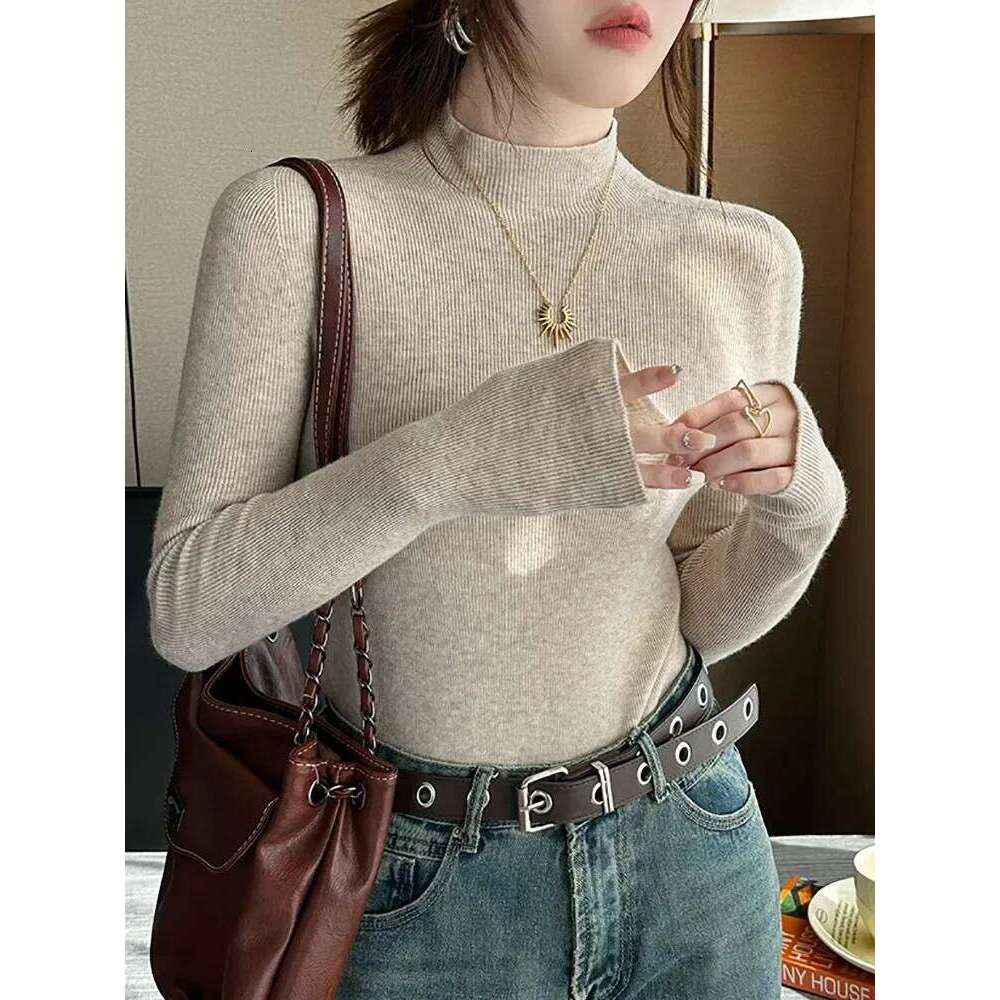 Fashion Stretch Tops 2025 Korea New Turtleneck Women Pullovers Long Sleeve Bottoming Knitted Sweater XJ260305