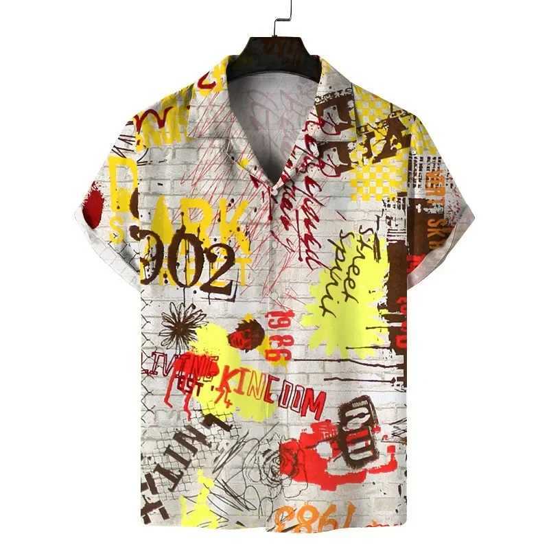 Summer New 3D Printed Loose Casual Mens Hawaiian Short Sleeved Cardigan Shirt Mens Clothing M260305